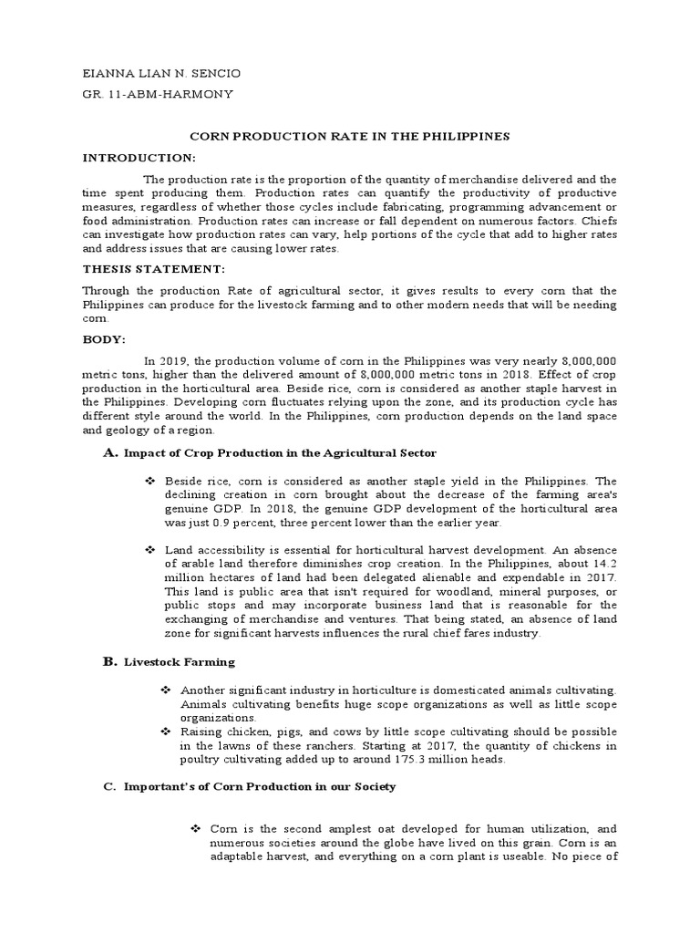 Corn Production Trends in the Philippines | PDF | Maize | Rice