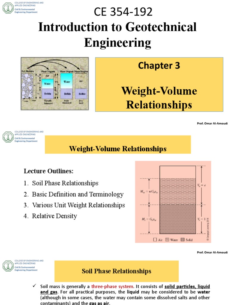 WeightVolume Relationship CH 3 PDF Density Physical Sciences