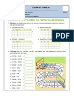 Adición y Sustracción de Decimales (Ficha)