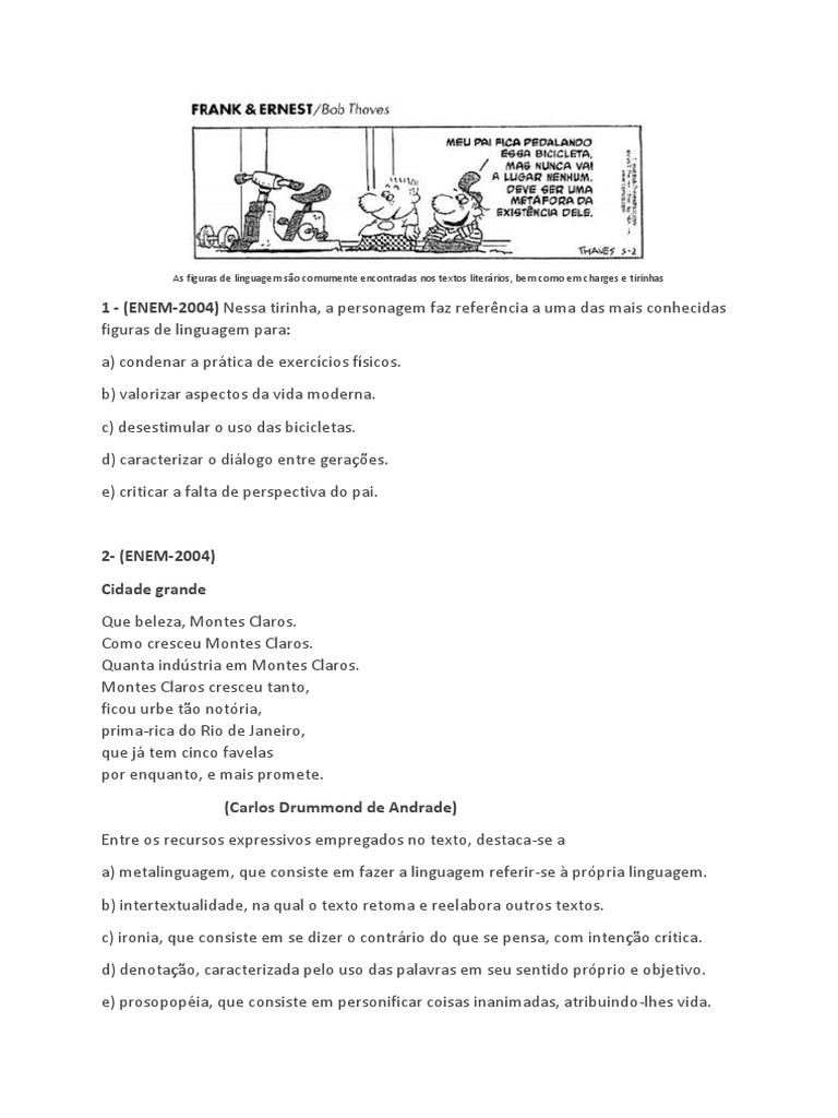 Questões sobre Figuras de Linguagem ENEM | PDF | Metáfora | Amor