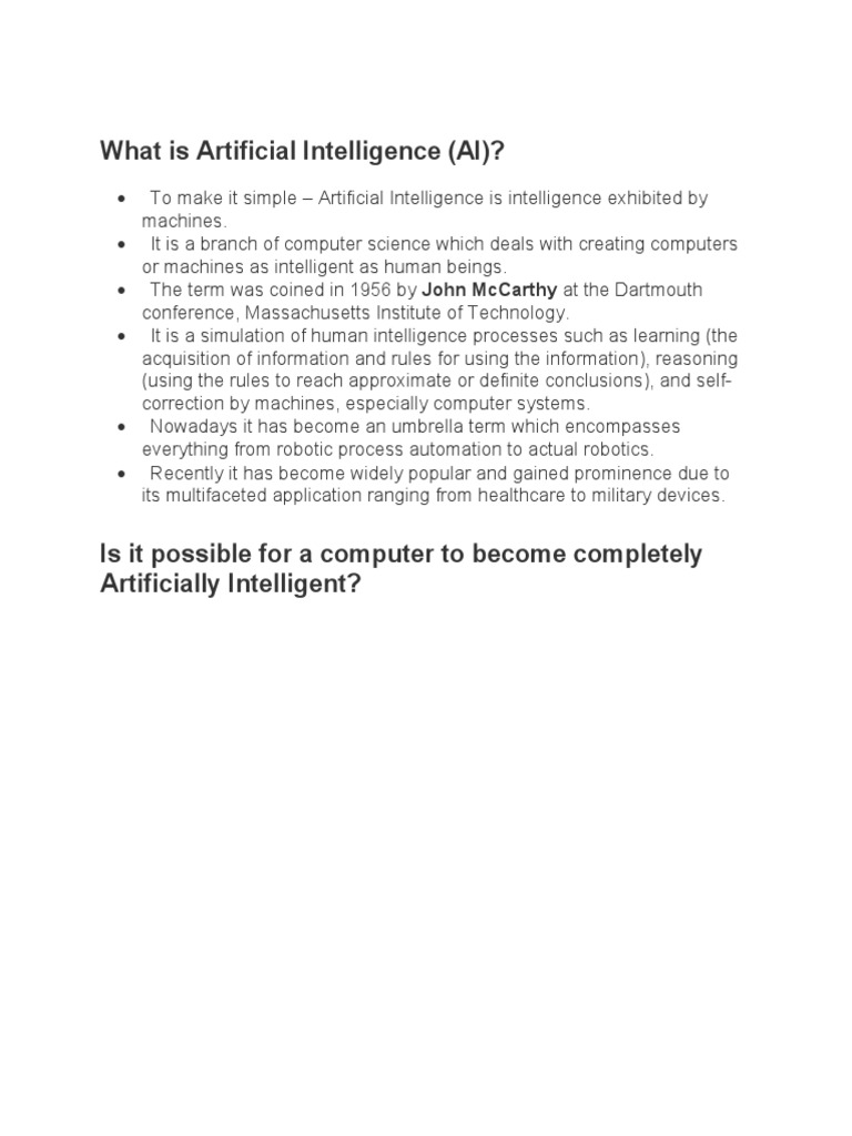 What Is Artificial Intelligence | PDF | Artificial Intelligence ...