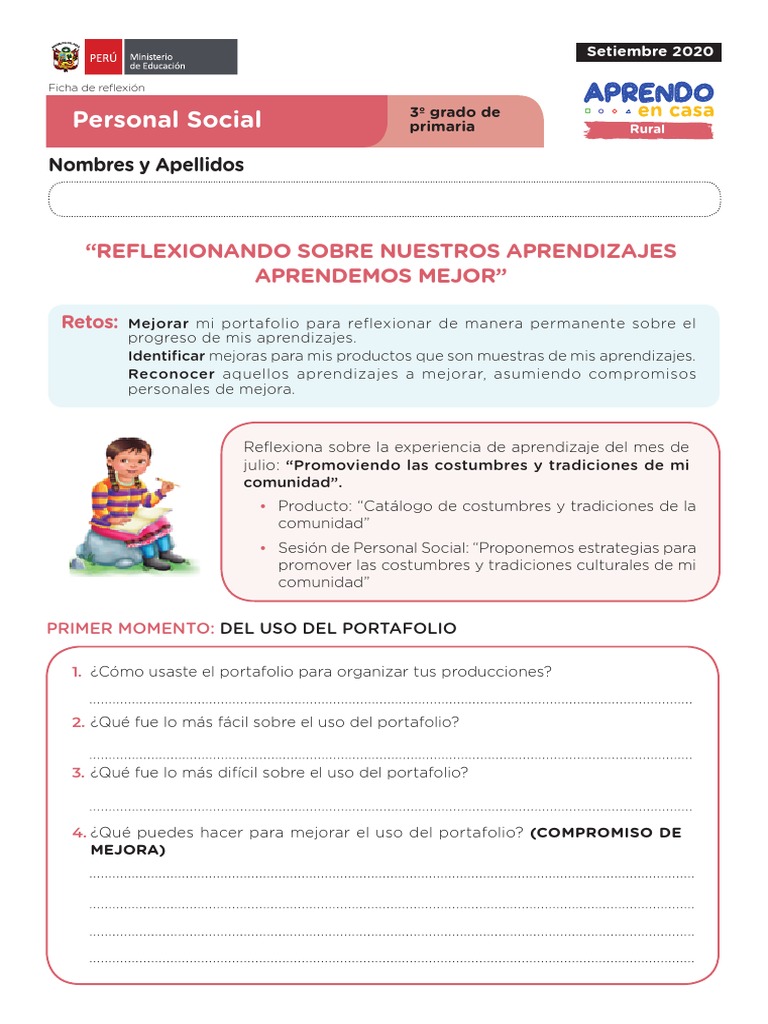 Ficha de Autoaprendizaje Personal Social Sesion Evaluación Tercer Grado ...