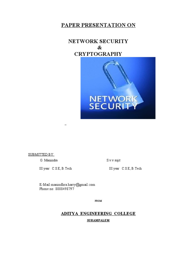 Paper Presentation On Network Security Cryptography Aditya