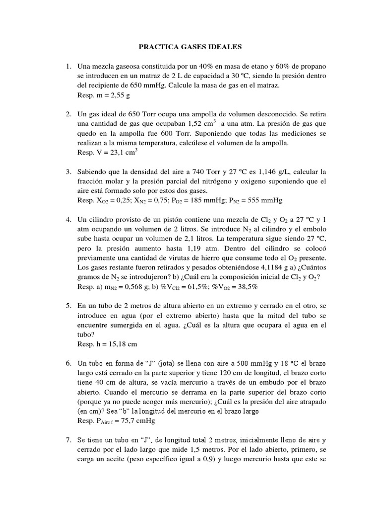 Cálculos de Gases Ideales y Humedad | PDF | Humedad | Humedad relativa