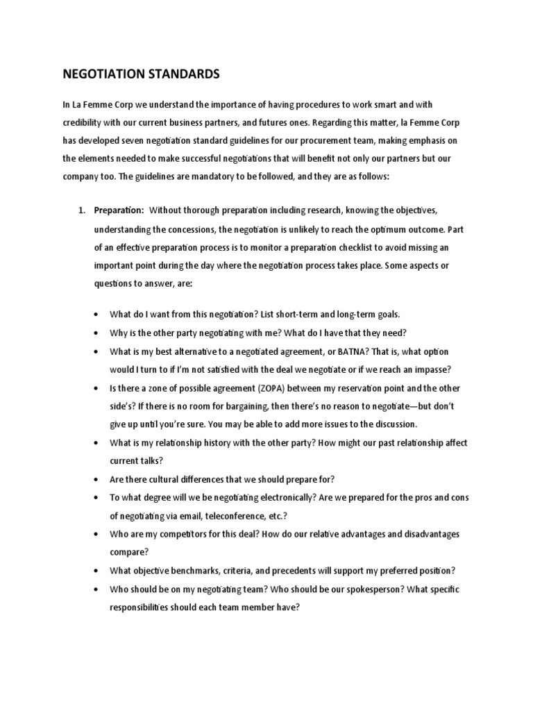 Negotiationstandards MGB | PDF