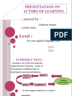 Presenataon On Factors of Learning