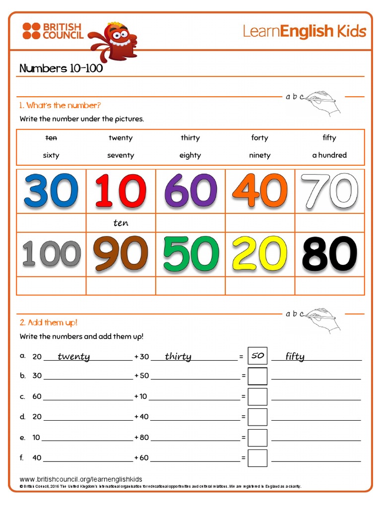 Worksheets Numbers 10 100 PDF | PDF