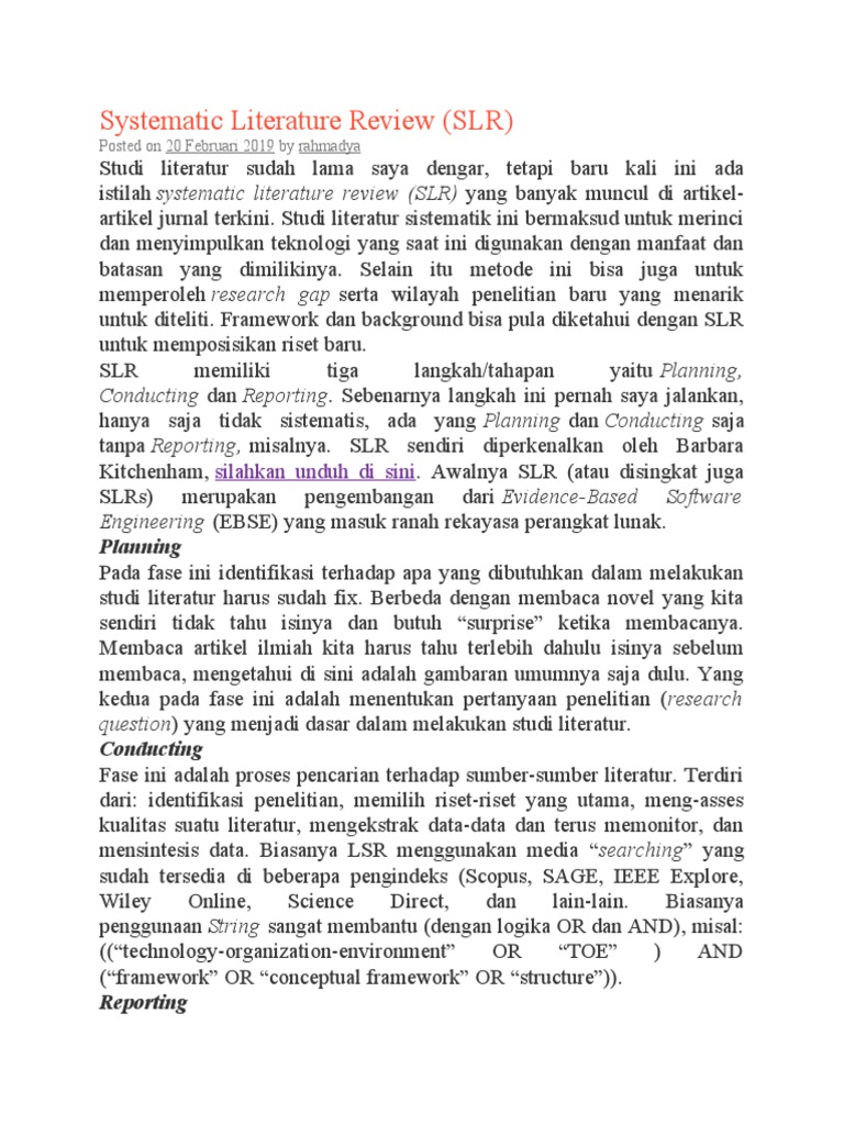 Panduan Sistematis SLR dalam Penelitian | PDF | Seni | Komputer