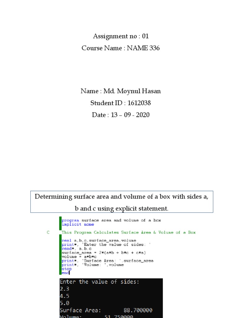 Assignment No: 01 Course Name: NAME 336 | PDF
