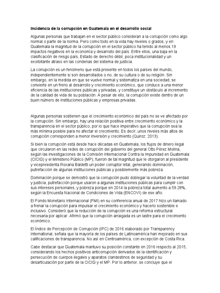 Impacto de la corrupción en Guatemala | PDF | Corrupción política ...