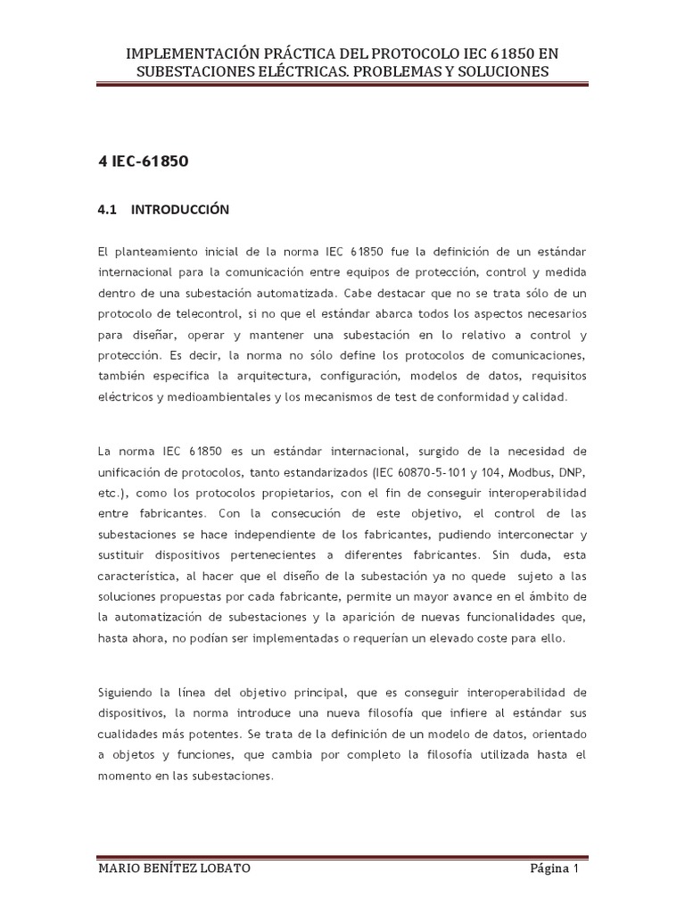 Implementación del IEC 61850 en Subestaciones | PDF | Red de ...