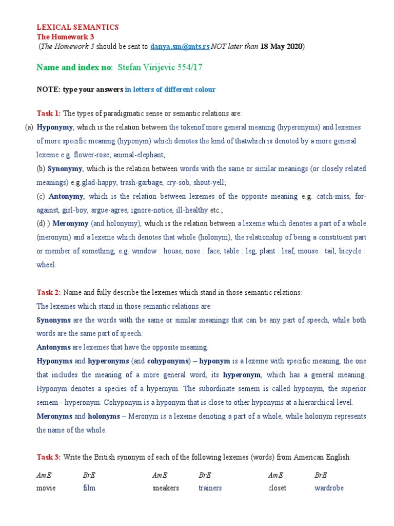 Lexical Semantics: Semantic Relations Explained | PDF | Semantics ...