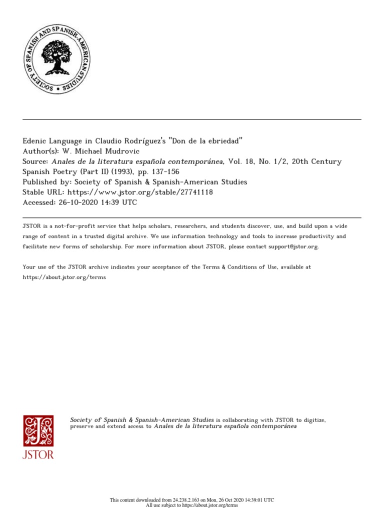 Edenic Language in Rodríguez's Poetry | PDF | Poetry | Semiotics