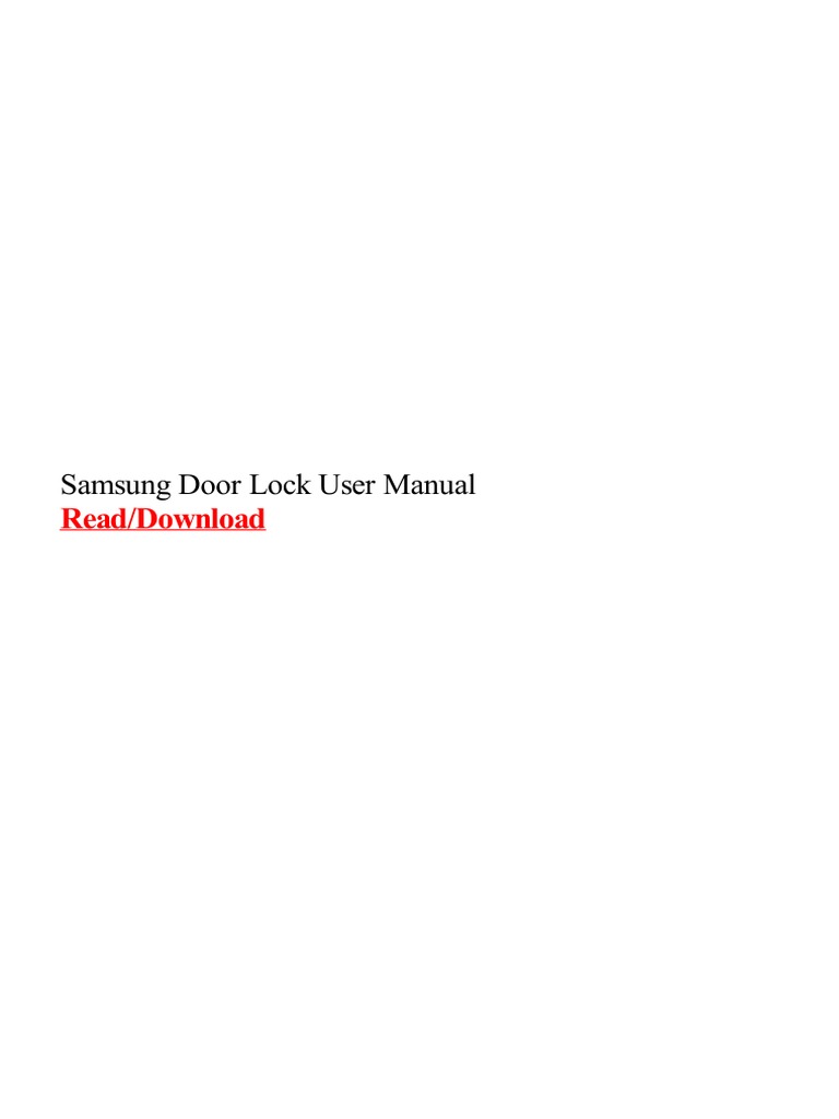 Samsung Door Lock User Manual Read/Download PDF Password