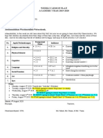 Weekly Lesson Plan ACADEMIC YEAR 2019-2020: Assalamualaikum Warahmatullahi Wabarakatuh