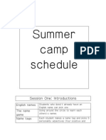 Summer Camp Schedule