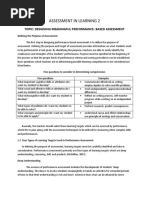 Assessment in Learning 2: Topic: Designing Meaningful Performance-Based Assessment