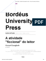 Os Ensinamentos Da Ficção - A Atividade - Ficcionalizante - Do Leitor - Presses Universitaires de Bordeaux