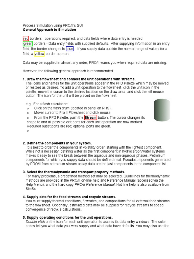 PRO/II Simulation Workflow Guide | PDF | Simulation | Icon (Computing)