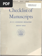 Clark K W - Checklist of Manuscripts St. Catherine's Monastery, Mount Sinai