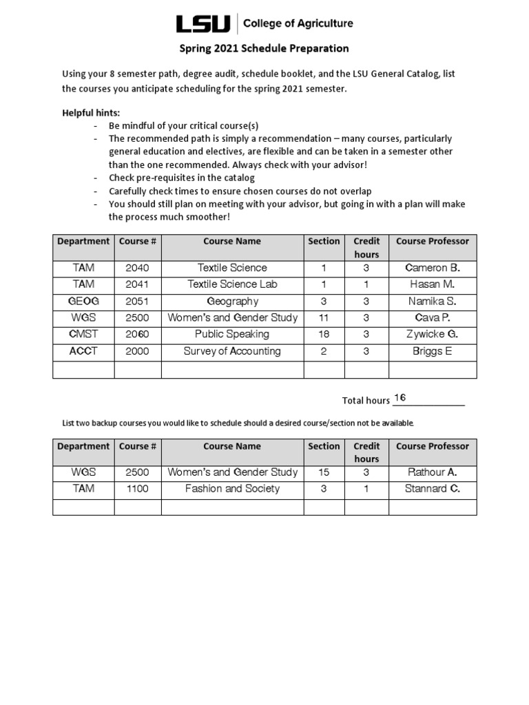 Spring 2021 Course Scheduling Guide | PDF
