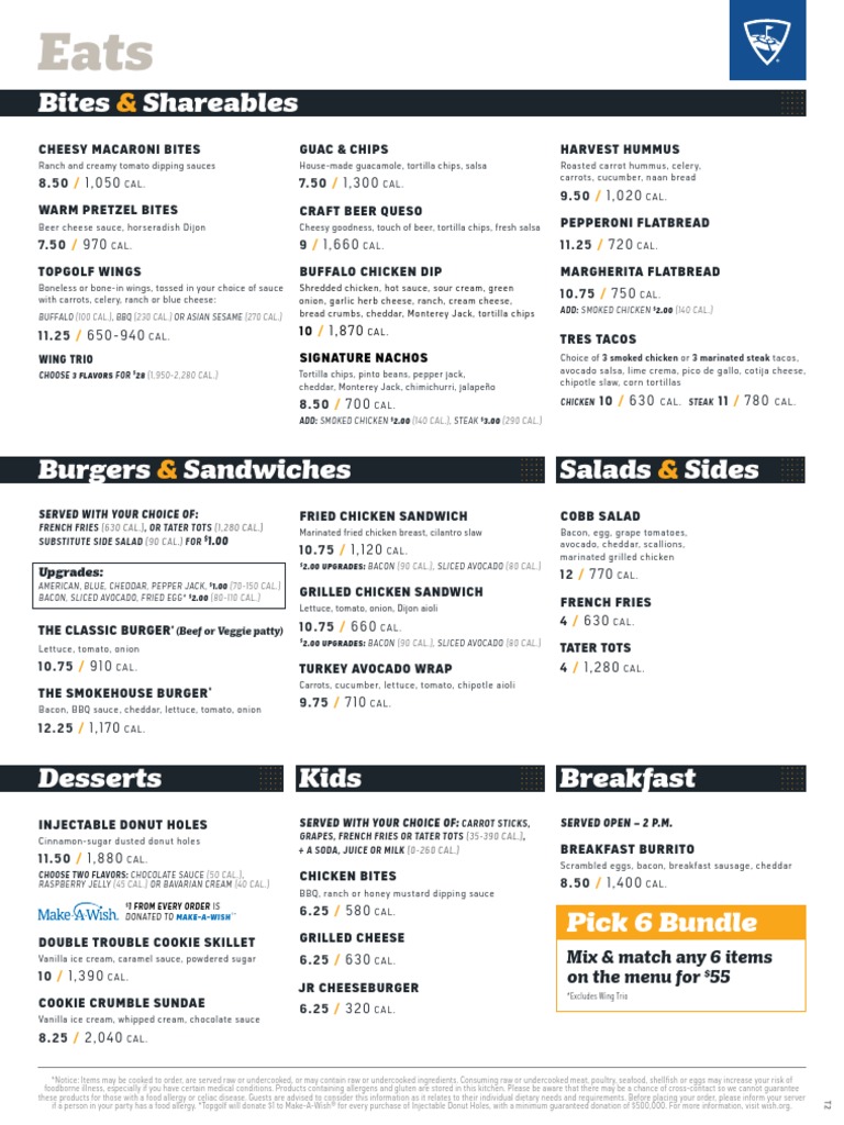 Topgolf Menu PDF PDF Hamburgers Anheuser Busch Brands