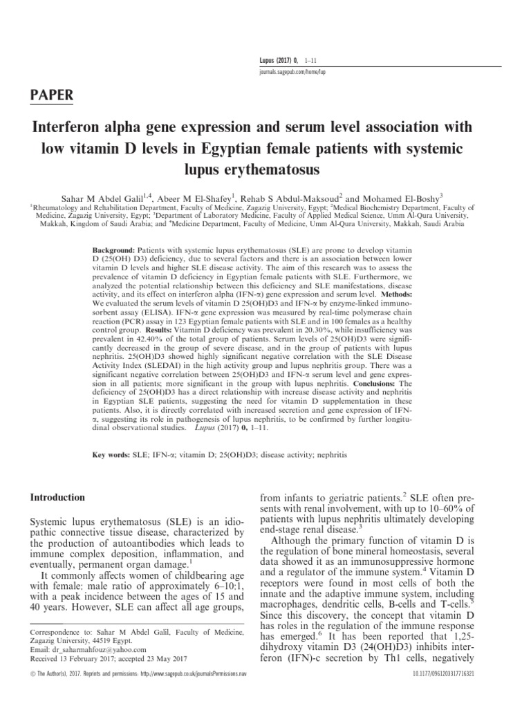 The Relationship Between Vitamin D Deficiency, Interferon Alpha Levels