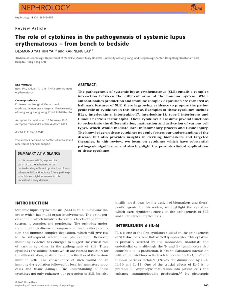 Yap 2013 | PDF | Systemic Lupus Erythematosus | Interleukin 6