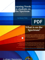 Learning Needs For Students On The Spectrum