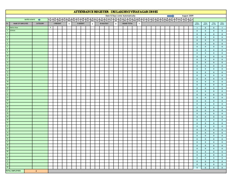 Attendance Register | PDF