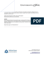 Secondary School: Personality Predicts Teacher Support and Student Self-Efficacy But Not Academic Achievement