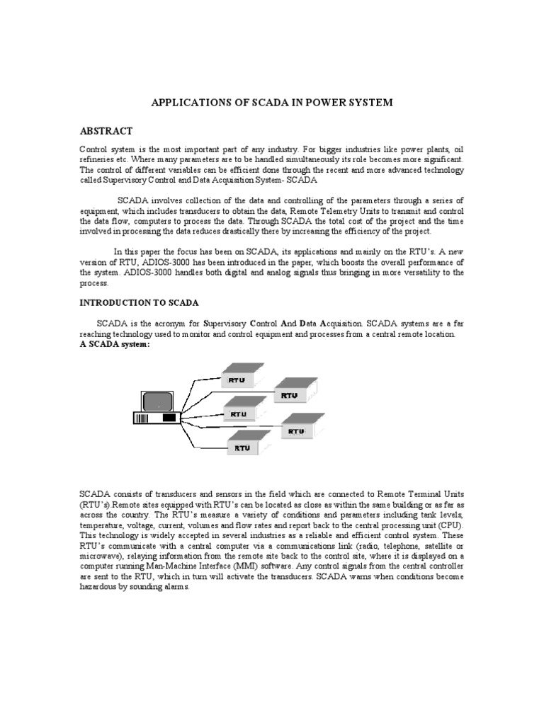 SCADA Applications in Power Systems | PDF | Scada | Electrical Substation
