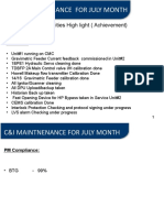 C&I Maintnenance For July Month: - Maintenance Activities High Light (Achievement)