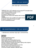 C&I Maintnenance For July Month: - Maintenance Activities High Light (Achievement)