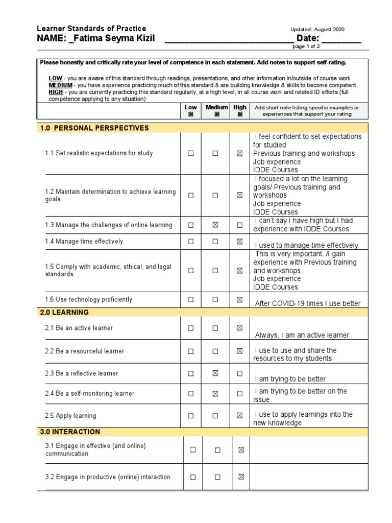 Learner Competence Self-Assessment Guide | PDF | Competence (Human ...
