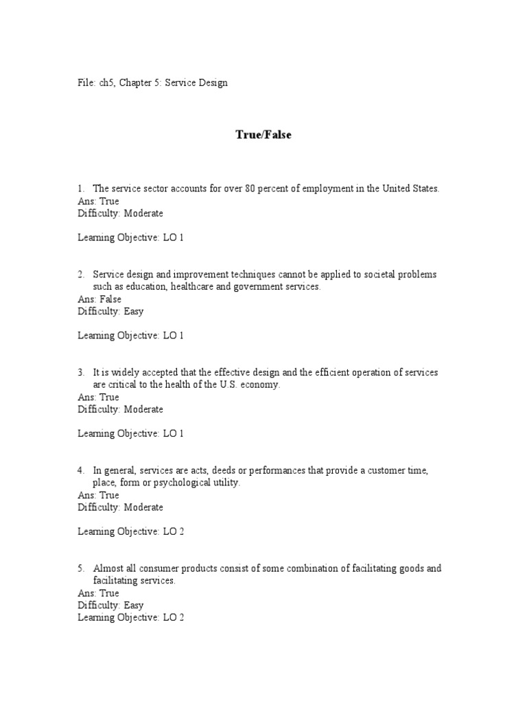 Multiple Choice CH 5 PDF Business Teaching Mathematics