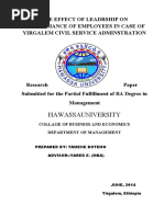 Hawassauniversity: The Effect of Leadrship On Performance of Employees in Case of Yirgalem Civil Service Adminstration