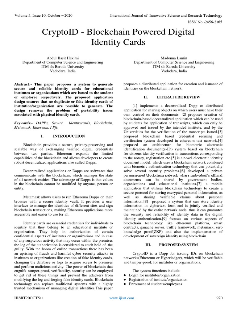 CryptoID - Blockchain Powered Digital Identity Cards | PDF ...