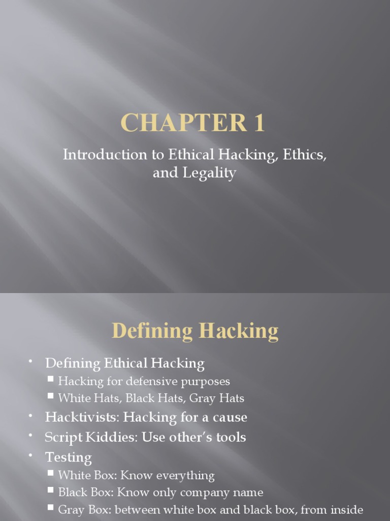 Introduction To Ethical Hacking, Ethics, and Legality  PDF  Security Hacker  Fraud