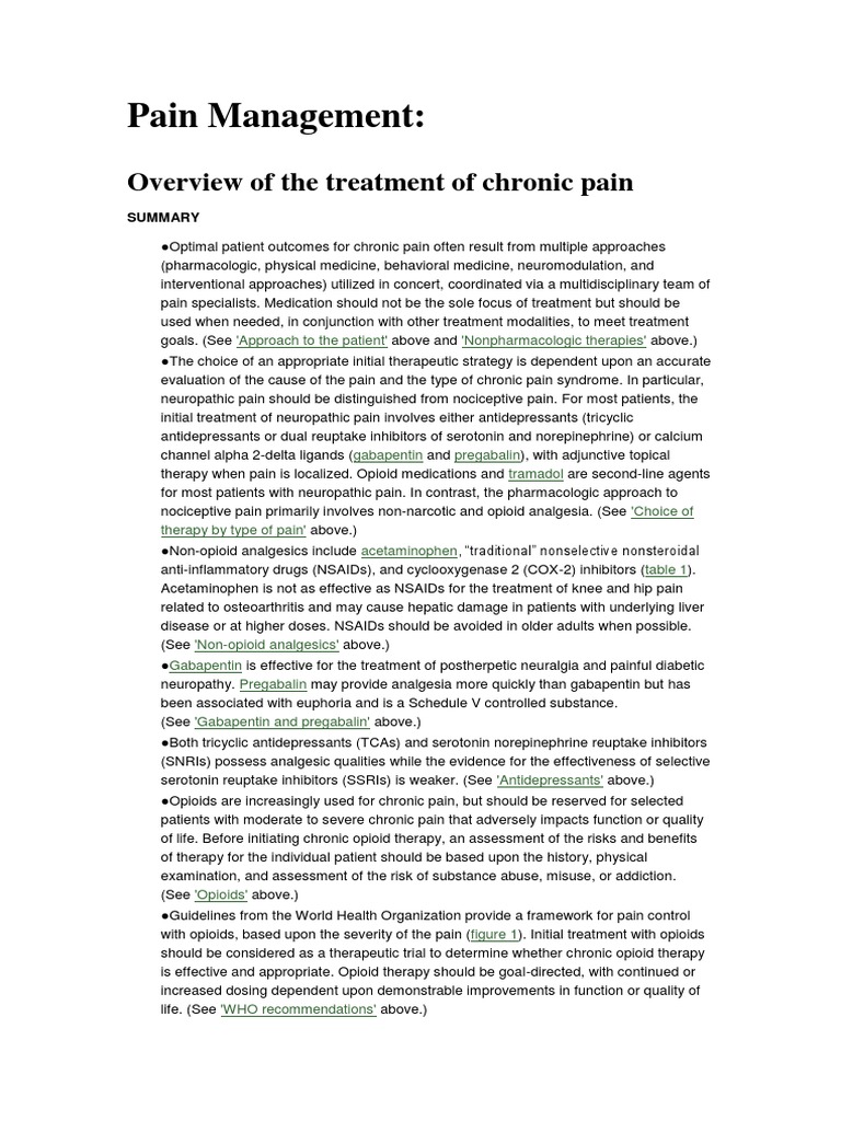 Pain Management UpToDate PDF Analgesic Pain Management