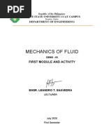 Module and Activity 1 Fluid Mechanics ENSC 26A BSEE 201