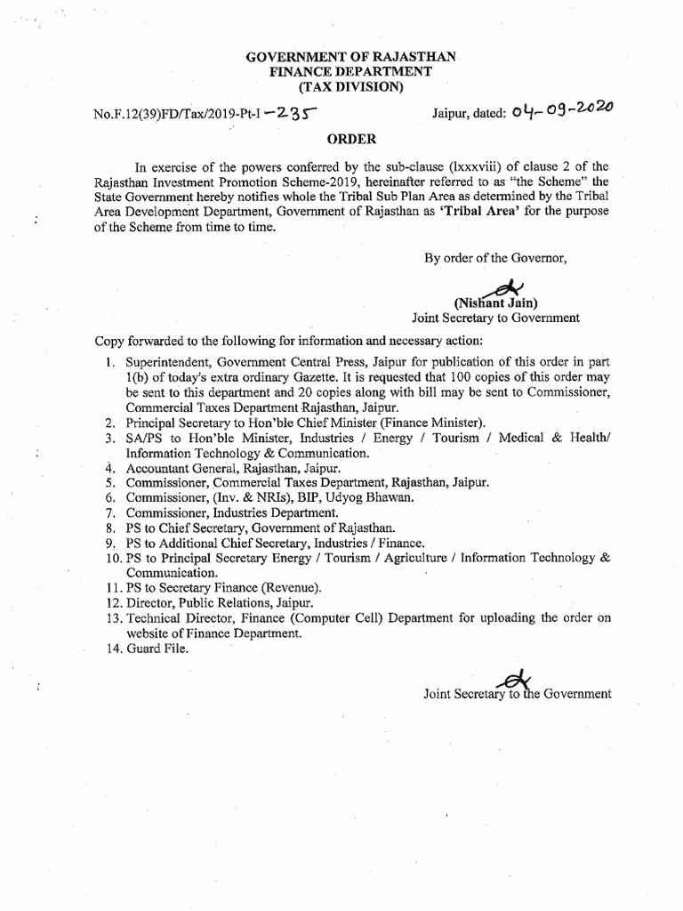 Government of Rajasthan Finance Department (Tax Division) | PDF