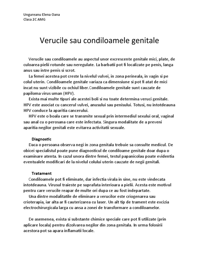 Verucile Sau Condiloamele Genitale | PDF