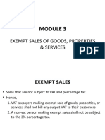 Exempt Sales and Services Under VAT and Percentage Tax