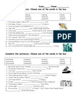 Date - Name - Complete The Sentences. Choose One of The Words in The Box