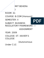 Name: Sumit Behera ROLL: 440 ROOM: 41 Semester: Ii Subject: Business Regulatory Framework - I Assignment YEAR: 2009 College: St. Xavier'S College (Autonomous Under C.U)