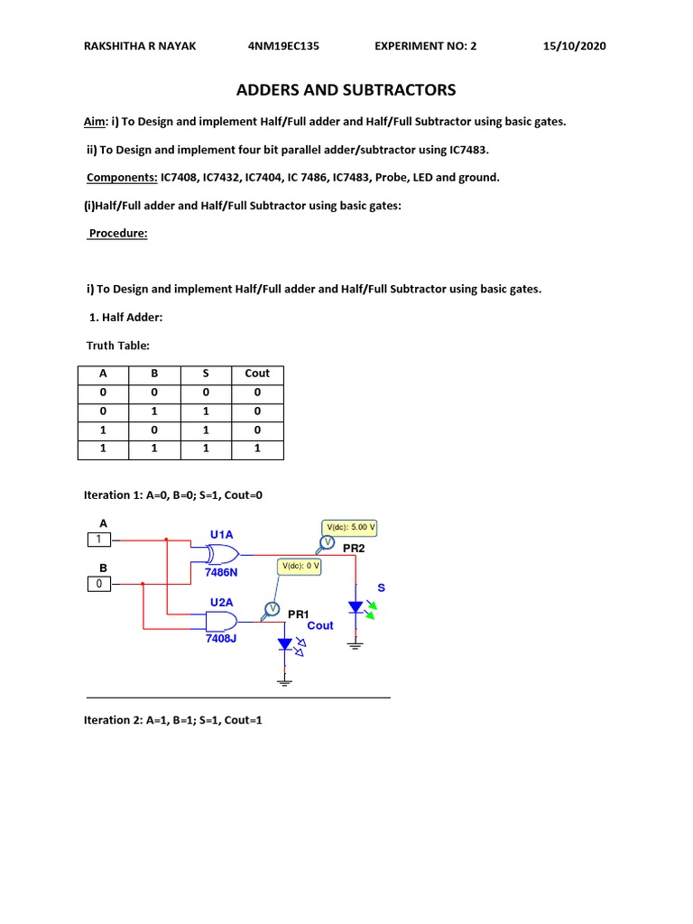 Adders and Subtractors PDF | PDF | Electronic Design | Electrical ...