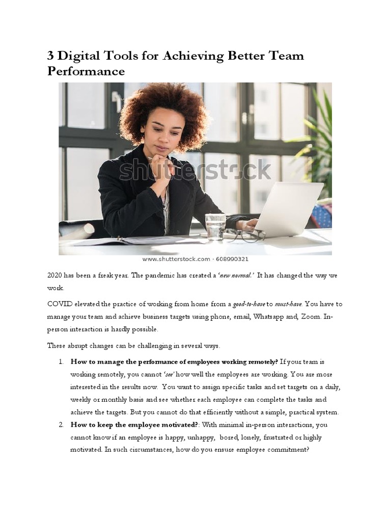 Boost Team Performance with Digital Tools | PDF | Telecommuting ...