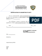 CERTIFICATE OF ASSUMPTION TO DUTy of Palitoc
