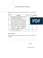 APPENDIX 11 Expert Validation Form For Writing Test